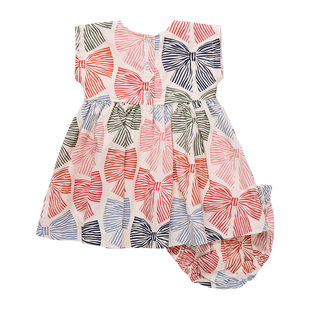 Adaline Dress Set Multi Striped Bows