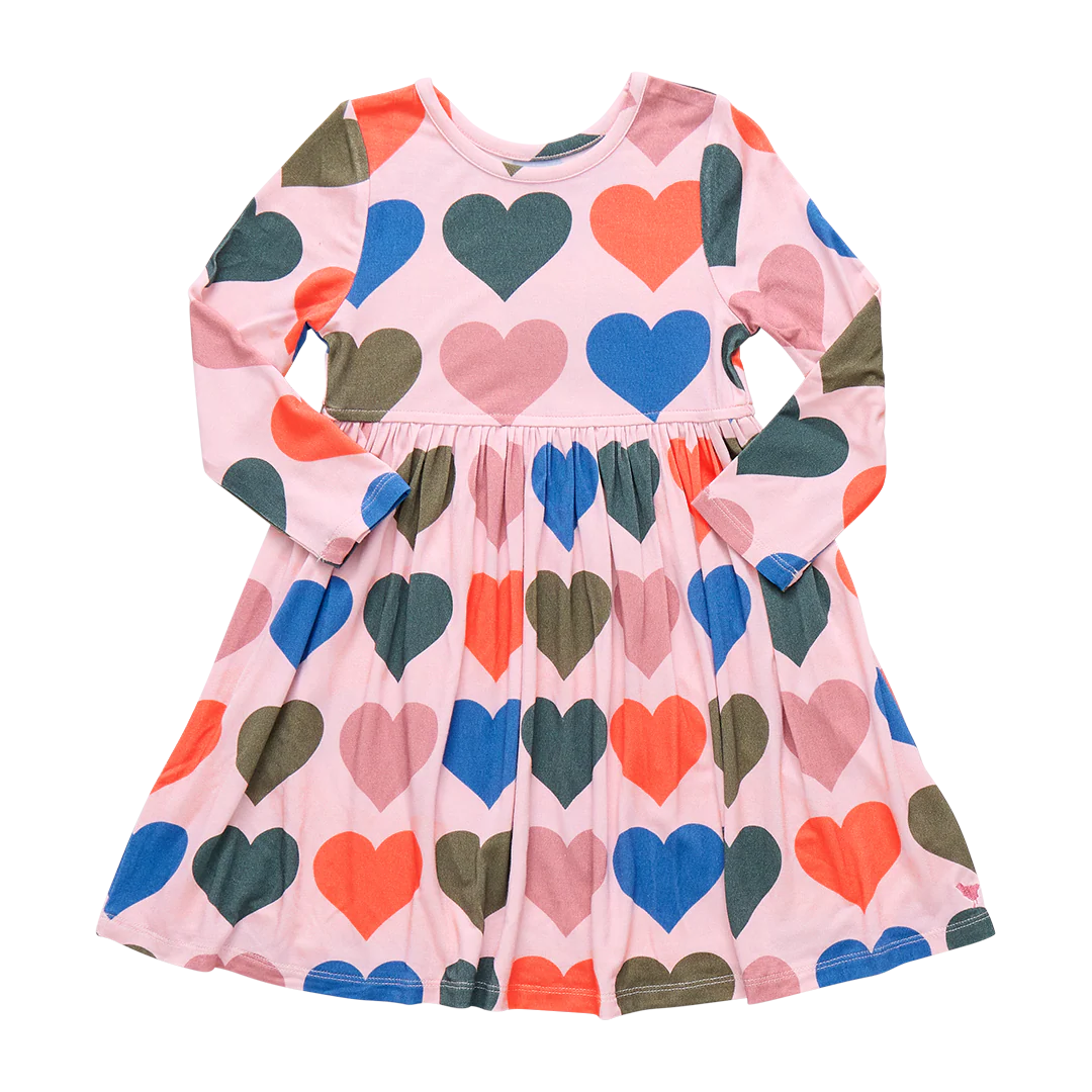Steph Dress Pink Oversized Hearts