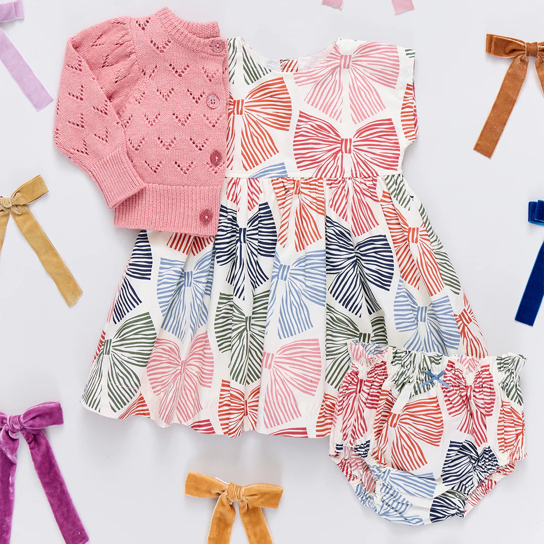 Adaline Dress Set Multi Striped Bows
