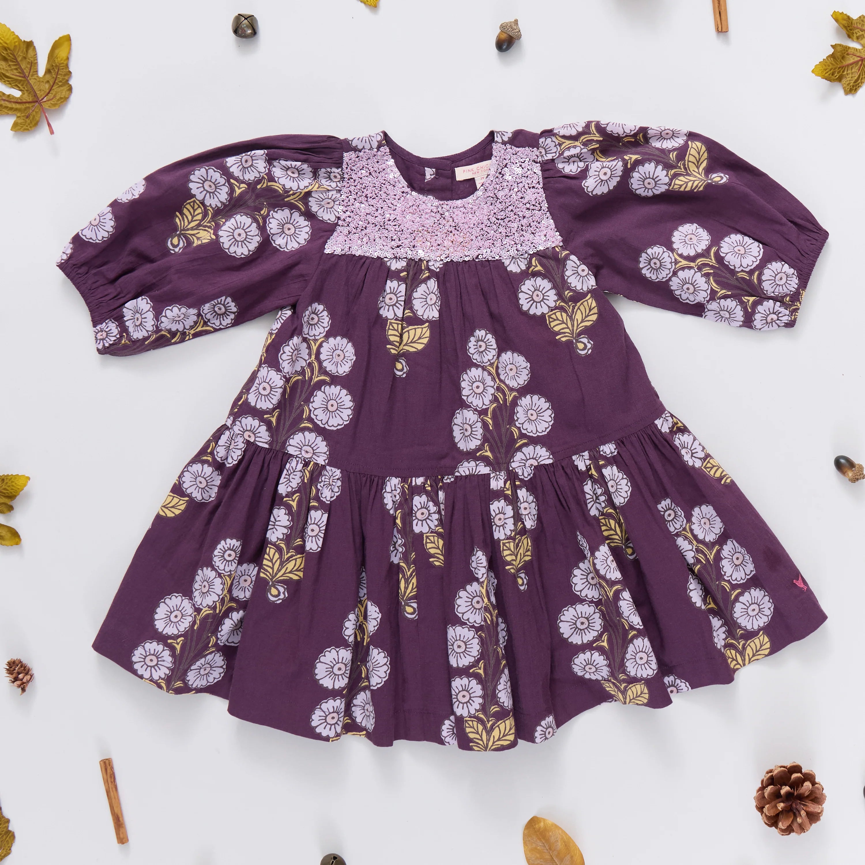 Fiona Dress Plum Buttercup Floral