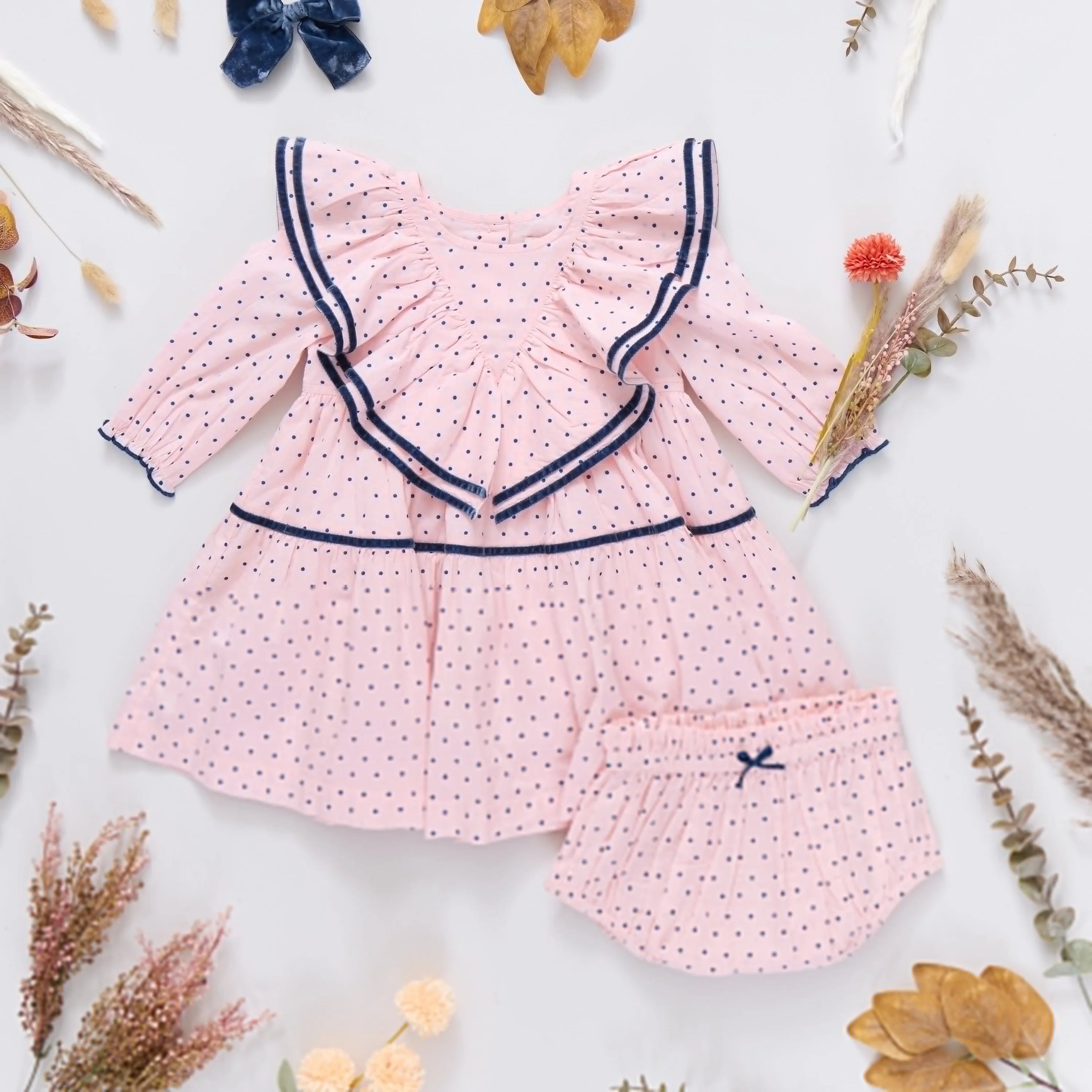 Raphaela Dress Set Strawberry Cream Polka Dot