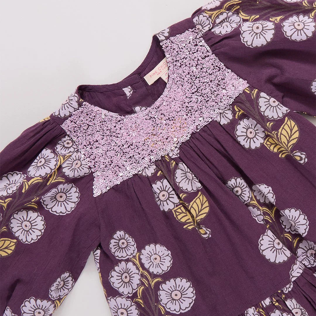 Fiona Dress Plum Buttercup Floral