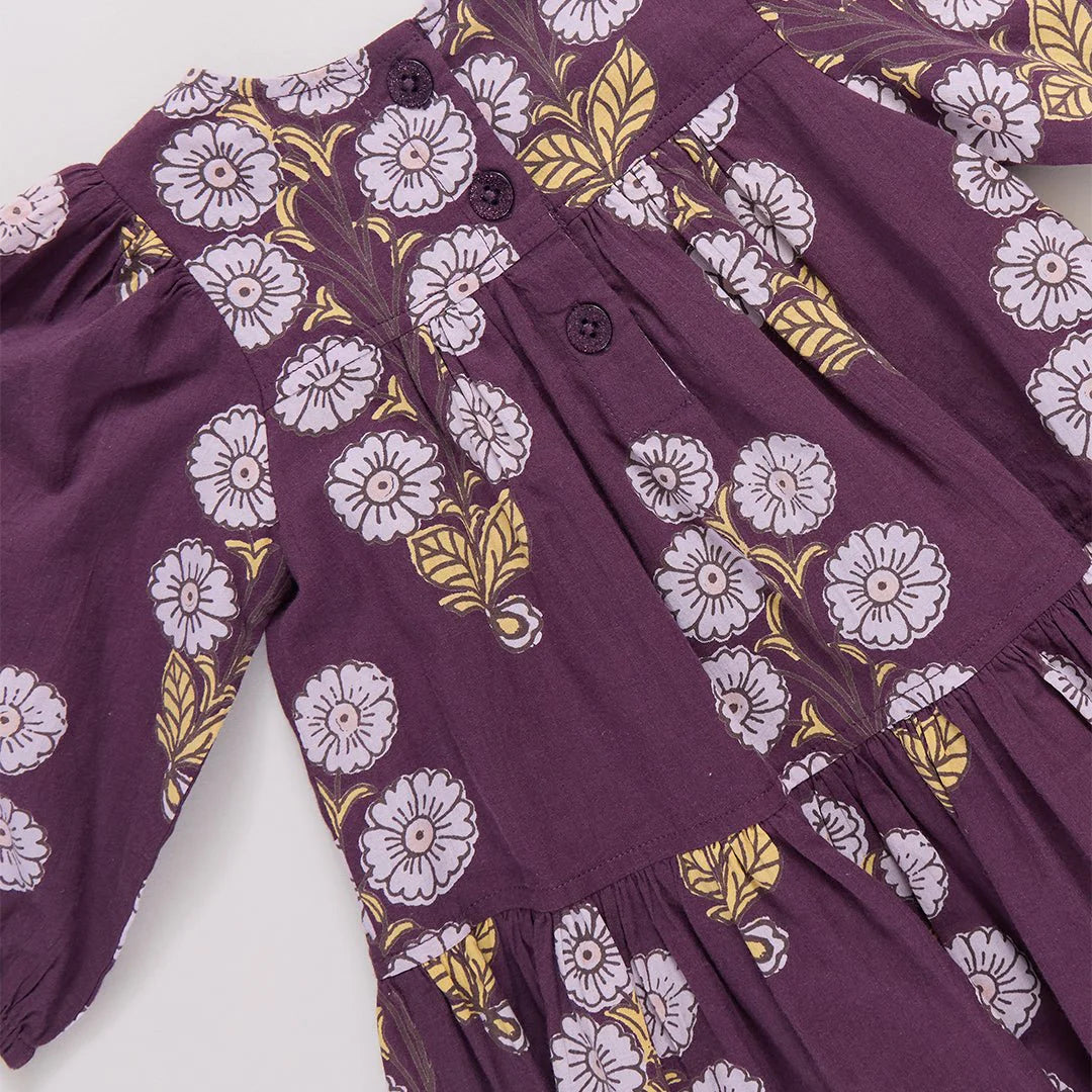 Fiona Dress Plum Buttercup Floral