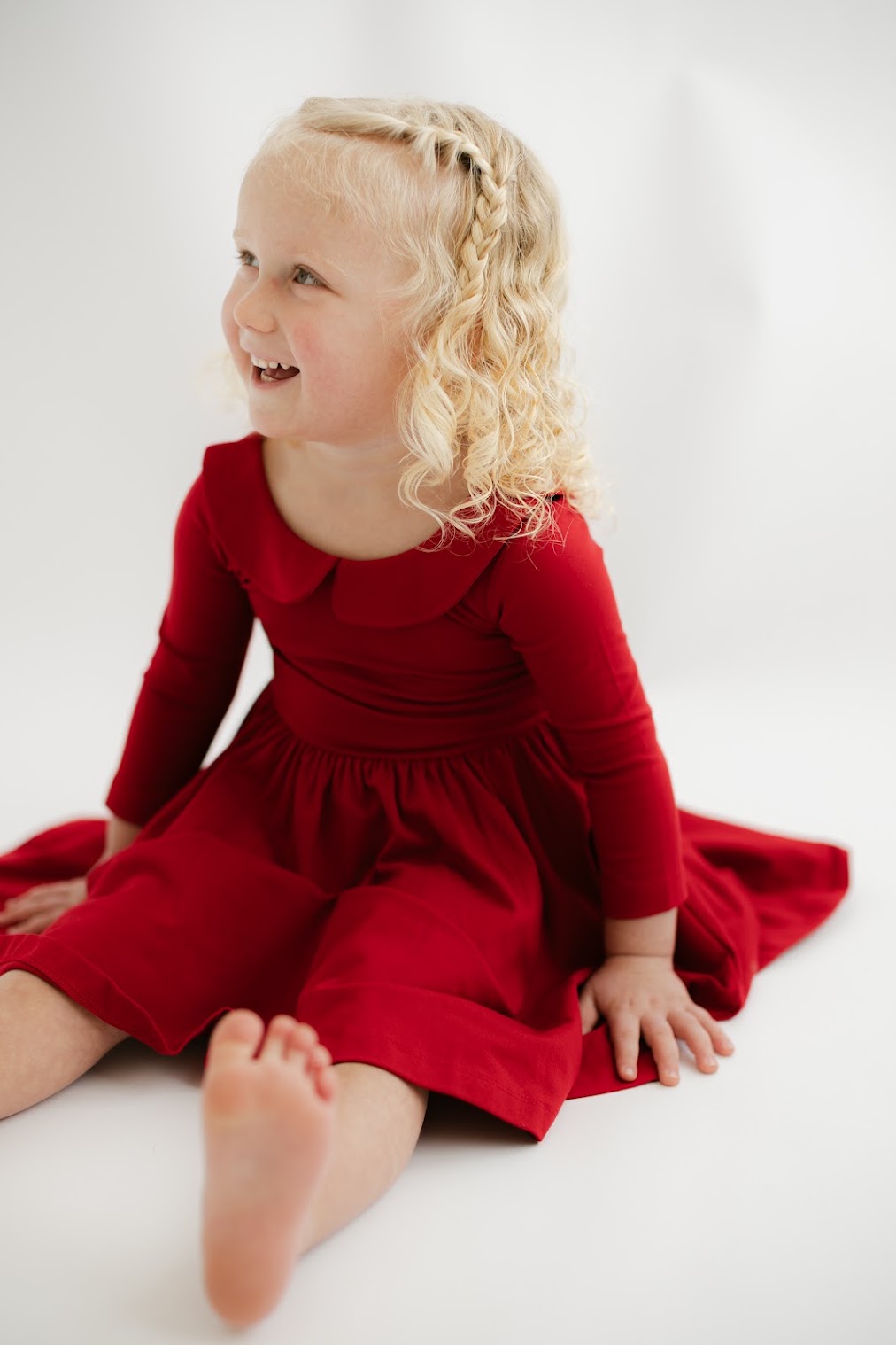 Classic Red Collared Twirl Dress