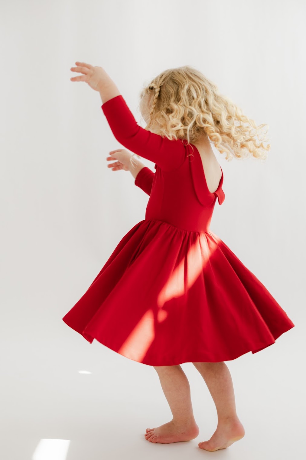 Classic Red Collared Twirl Dress