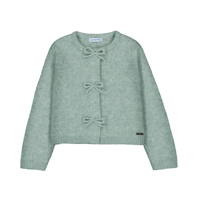 Teal Bow Front Cardigan