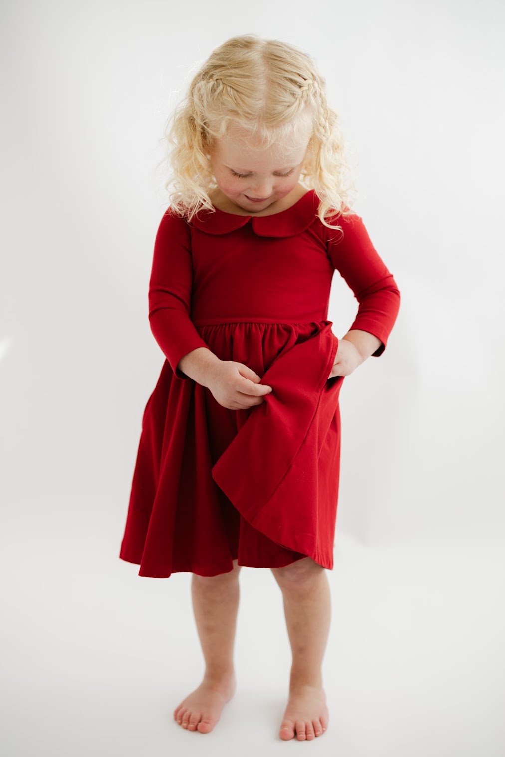 Classic Red Collared Twirl Dress
