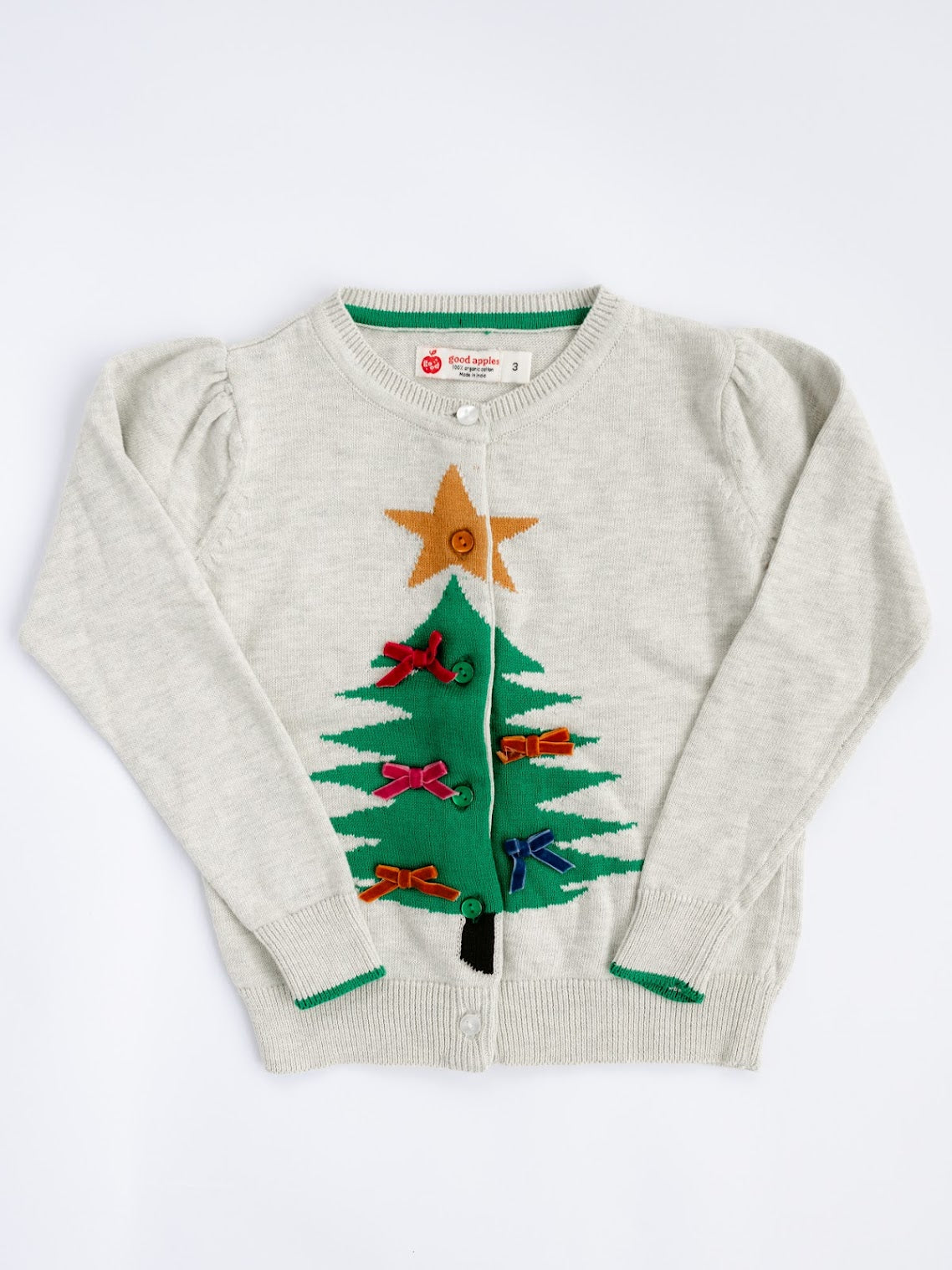 Oatmeal Heather Christmas Tree Cardigan
