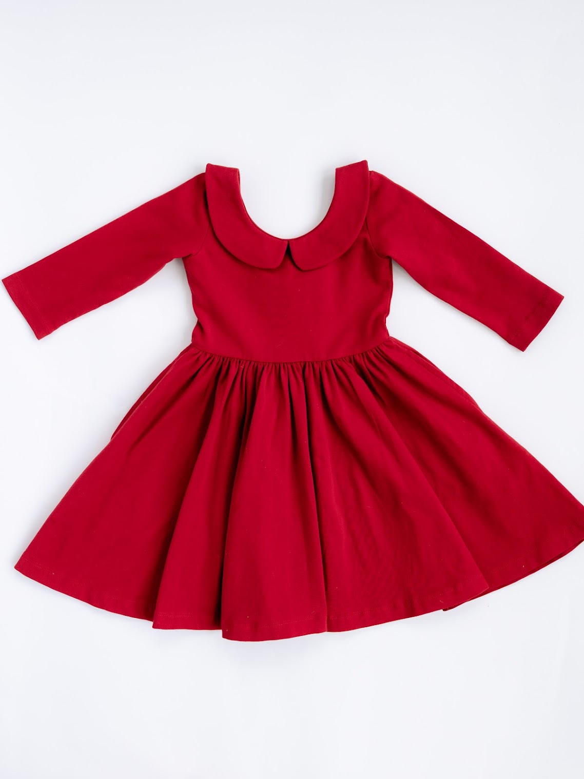Classic Red Collared Twirl Dress