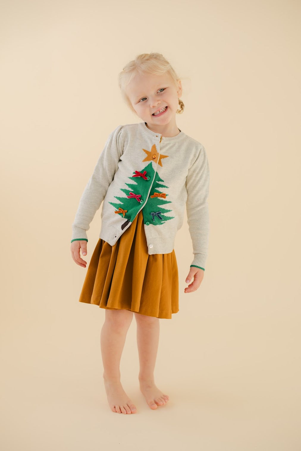 Oatmeal Heather Christmas Tree Cardigan