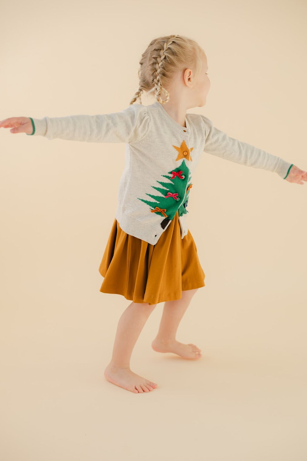 Oatmeal Heather Christmas Tree Cardigan