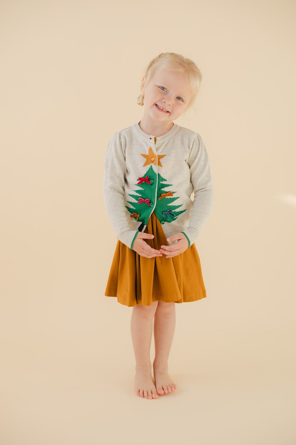 Oatmeal Heather Christmas Tree Cardigan