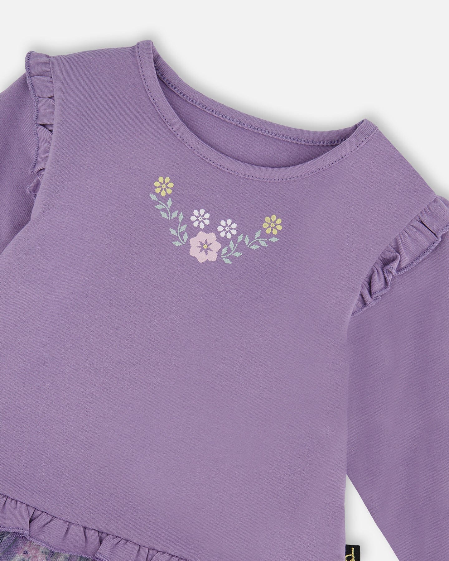 Dusk Lilac LS Floral Tulle Skirt Dress