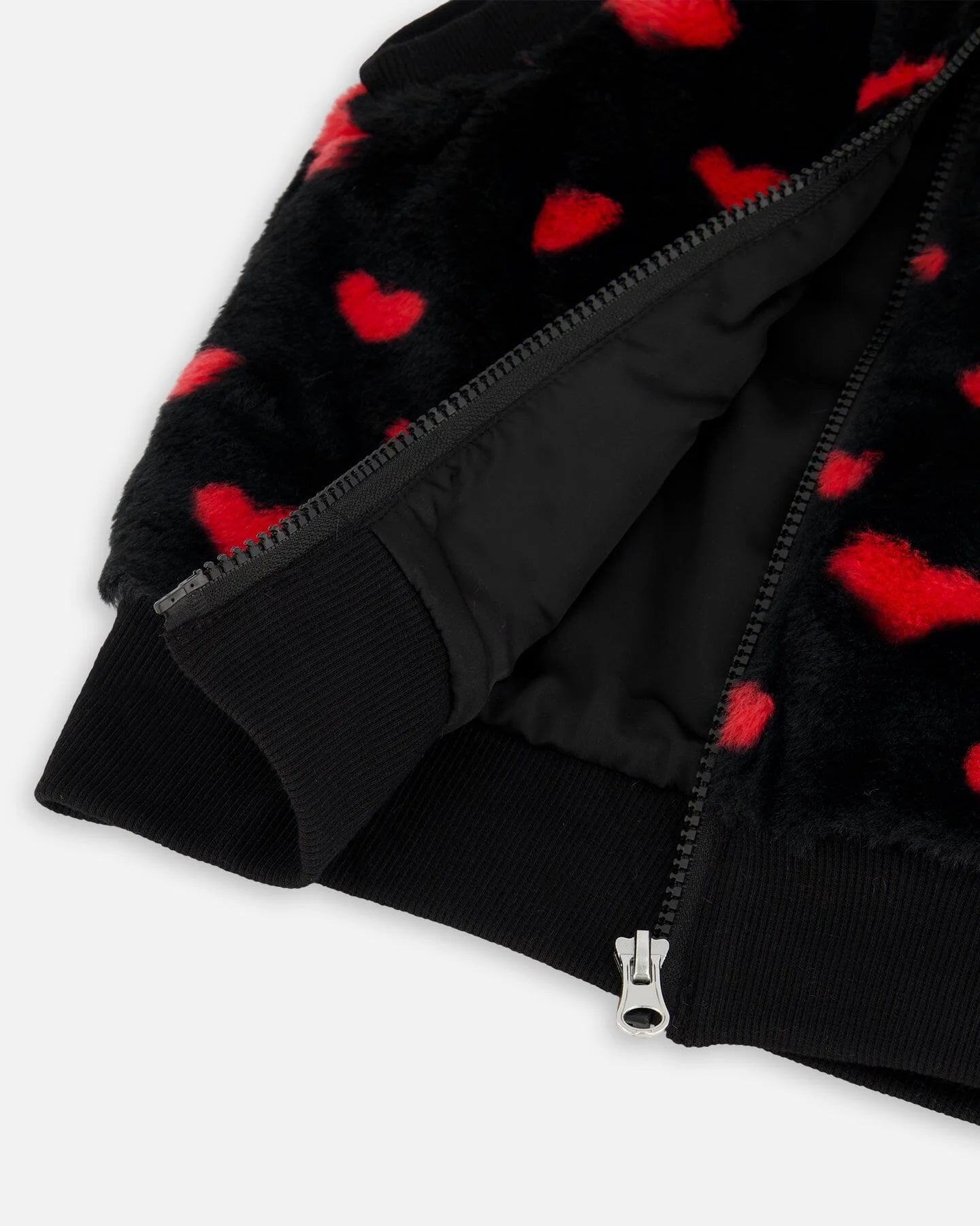 Black Faux Fur Vest w Red Hearts