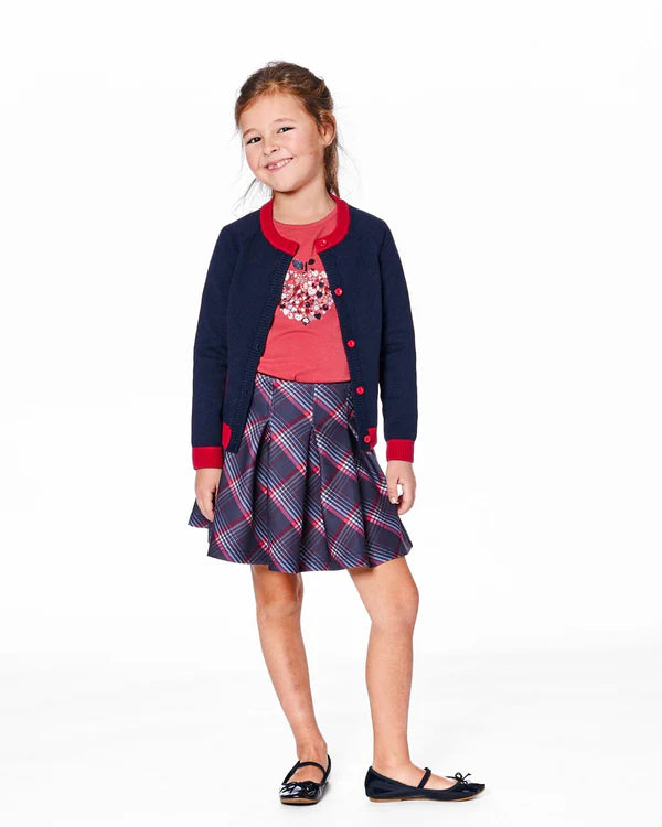 Cardinal Red Apple Heart Print LS Tee