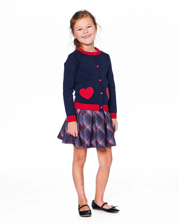 Navy Red Plaid Pleated Milano Skirt