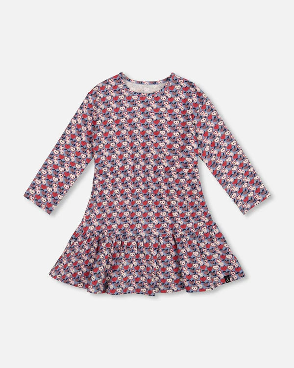 Printed Apples Organic Cotton LS Dress