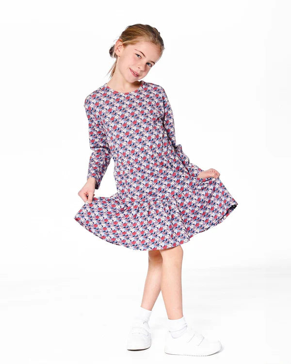 Printed Apples Organic Cotton LS Dress