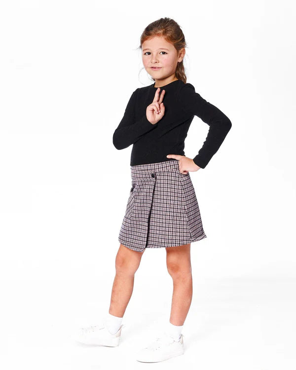 Black Top Mauve Houndstooth Dress