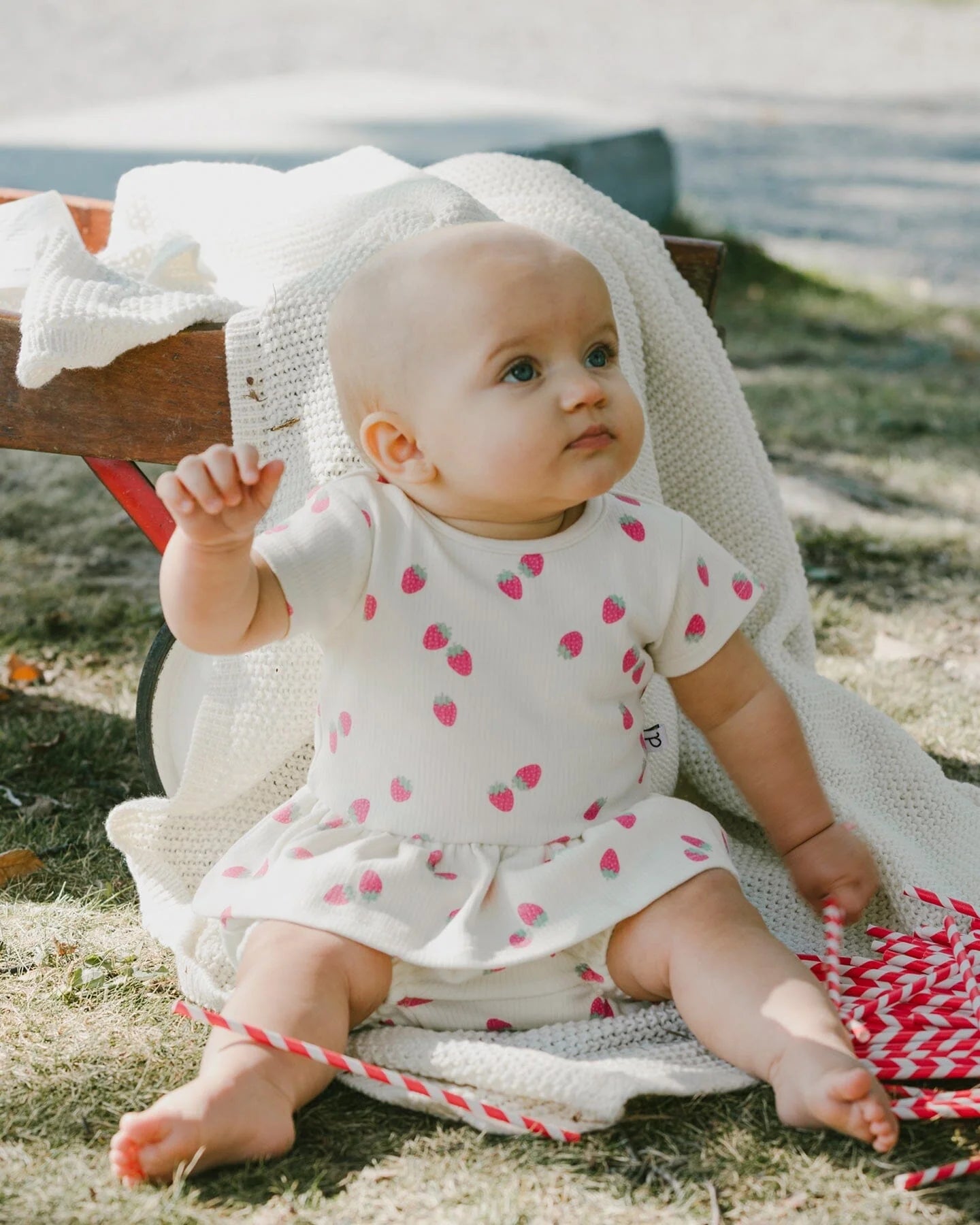Printed Strawberries Ribbed Top & Short Set