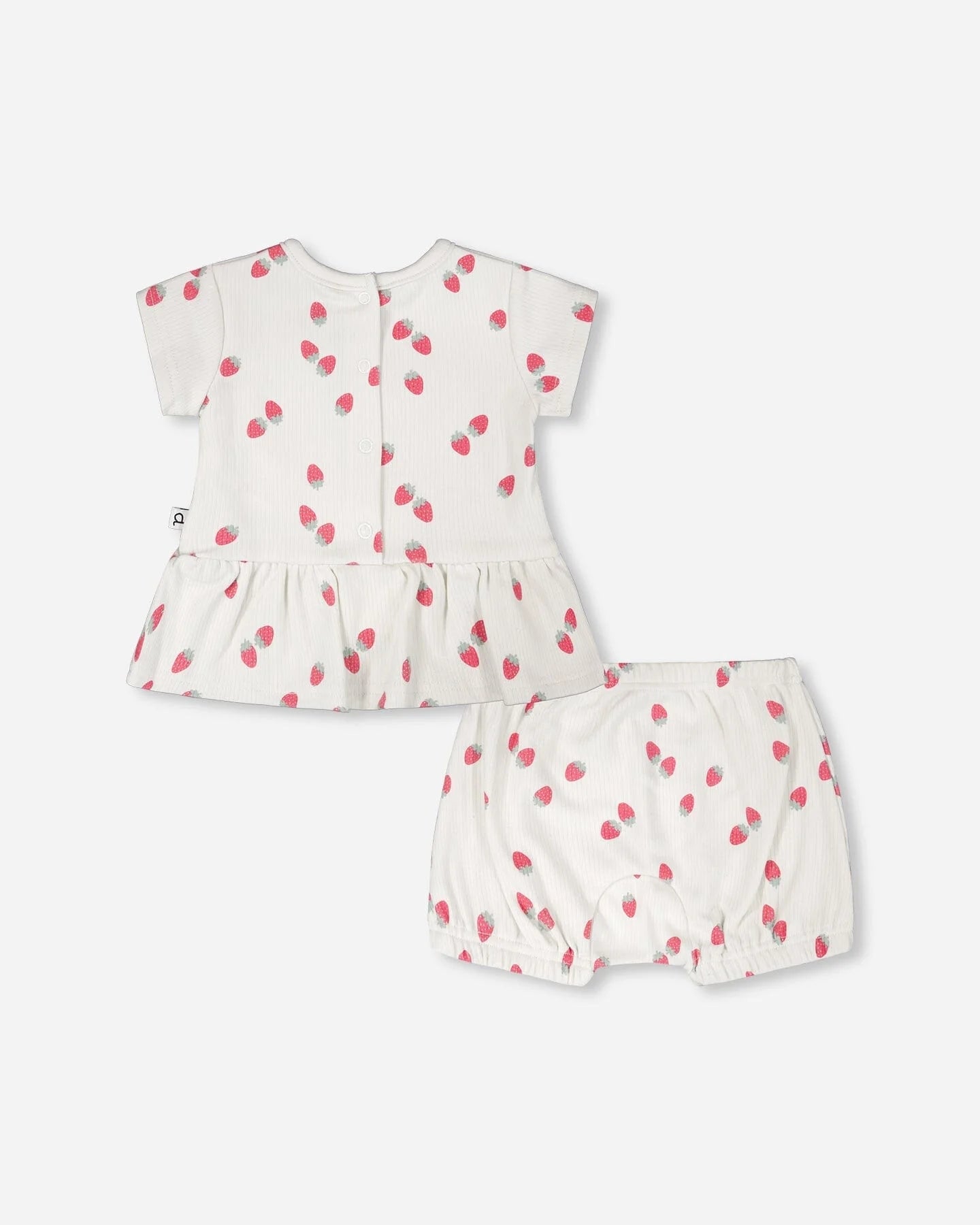 Printed Strawberries Ribbed Top & Short Set