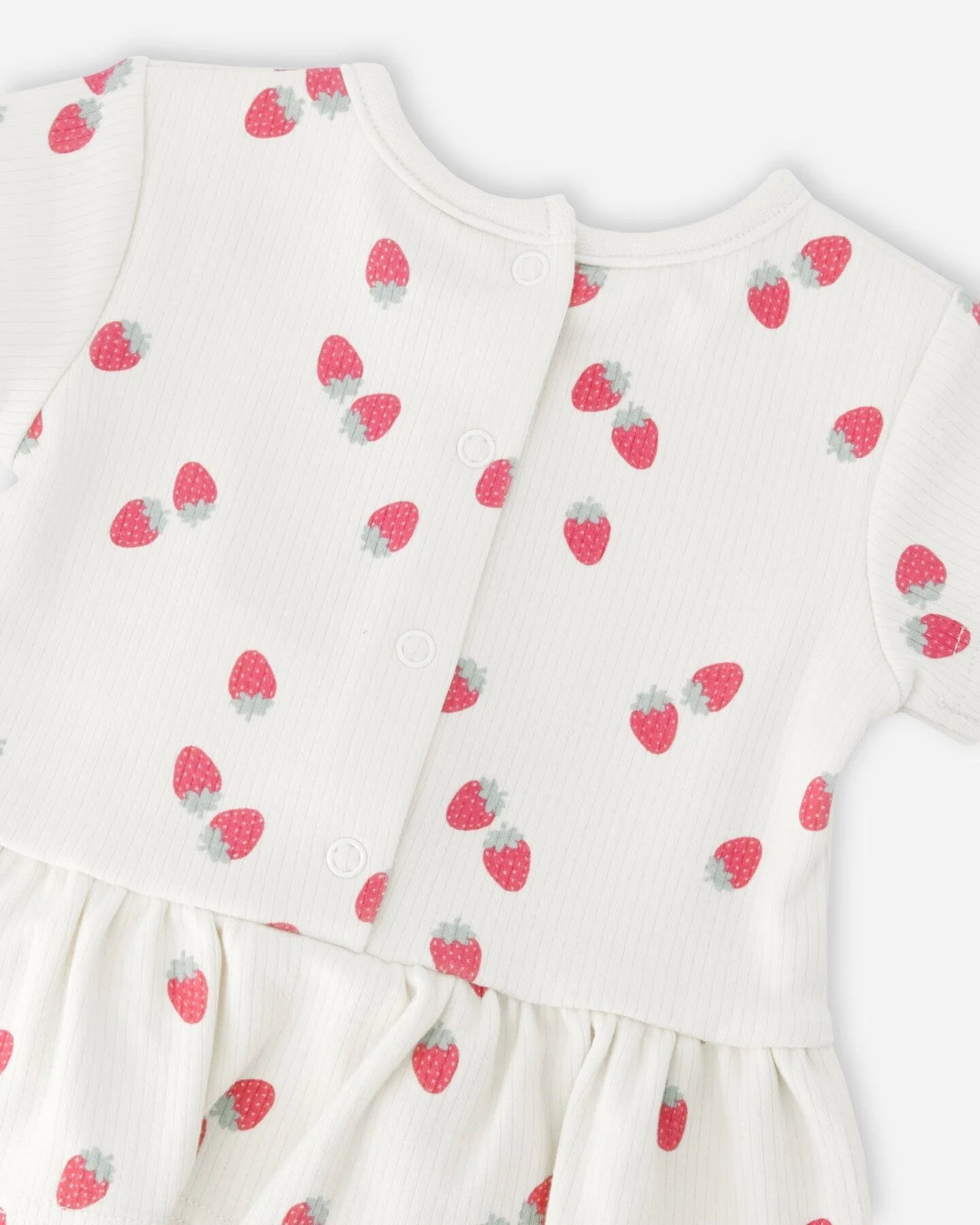 Printed Strawberries Ribbed Top & Short Set