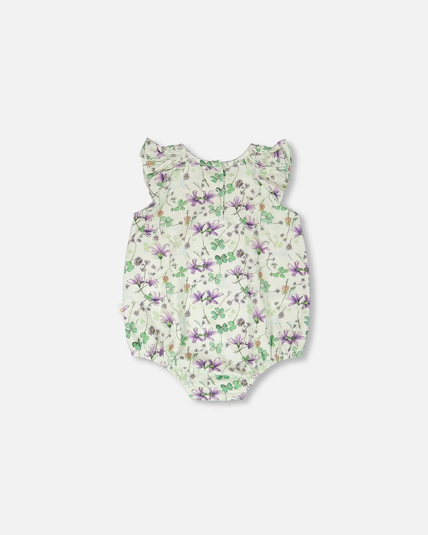 Green Clover Flowers Jersey Romper
