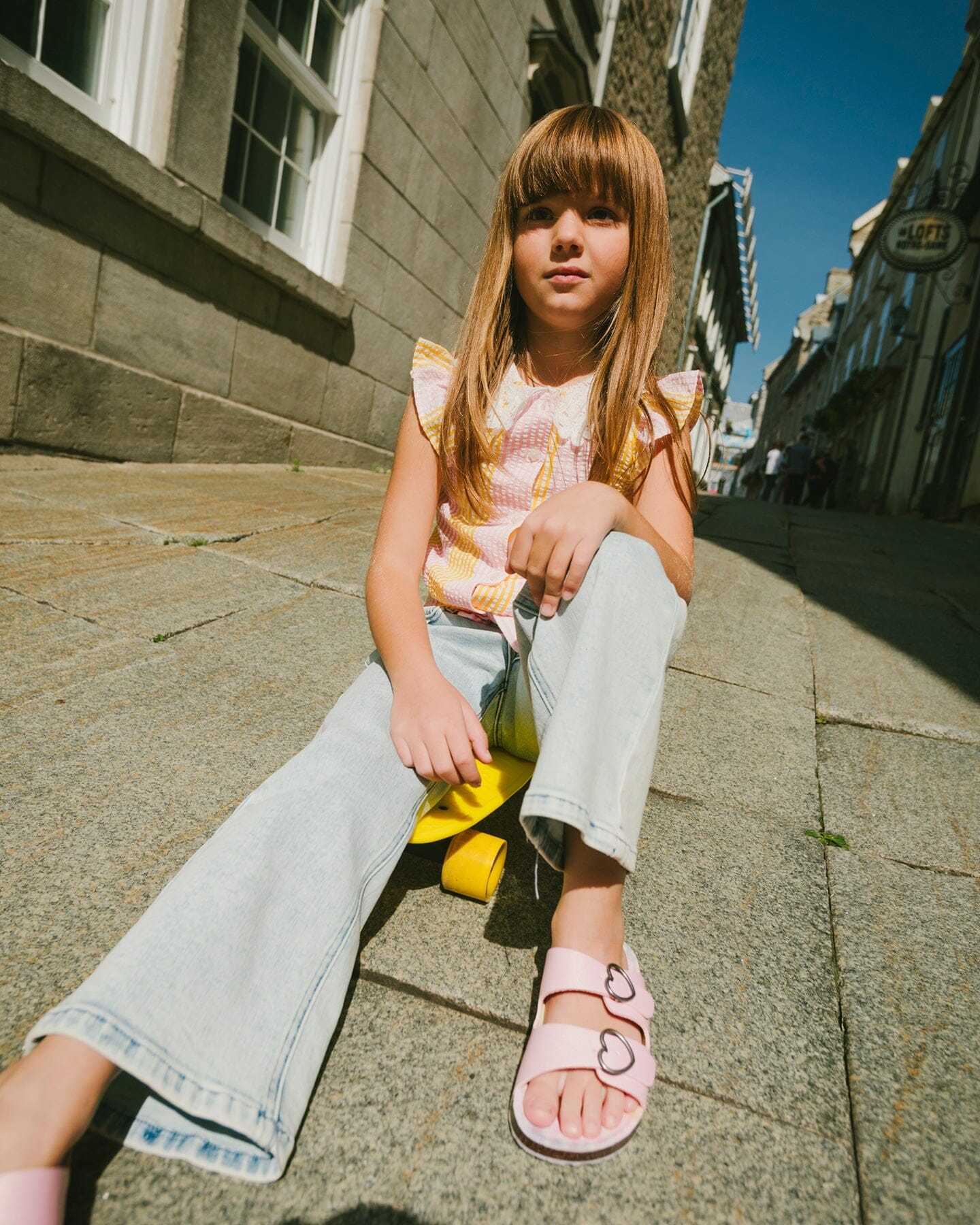 Light Blue Wide Leg Emb Flower Jeans