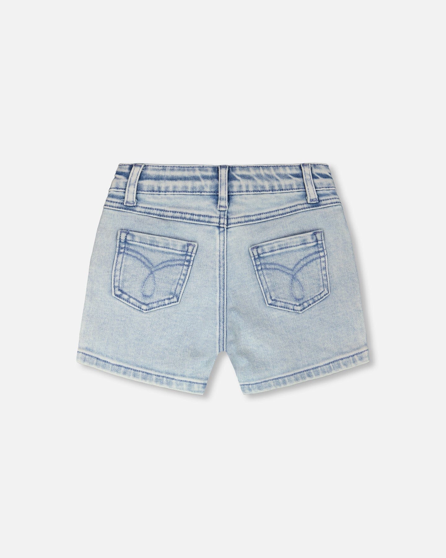 Light Blue Emb Flower Pocket Denim Shorts