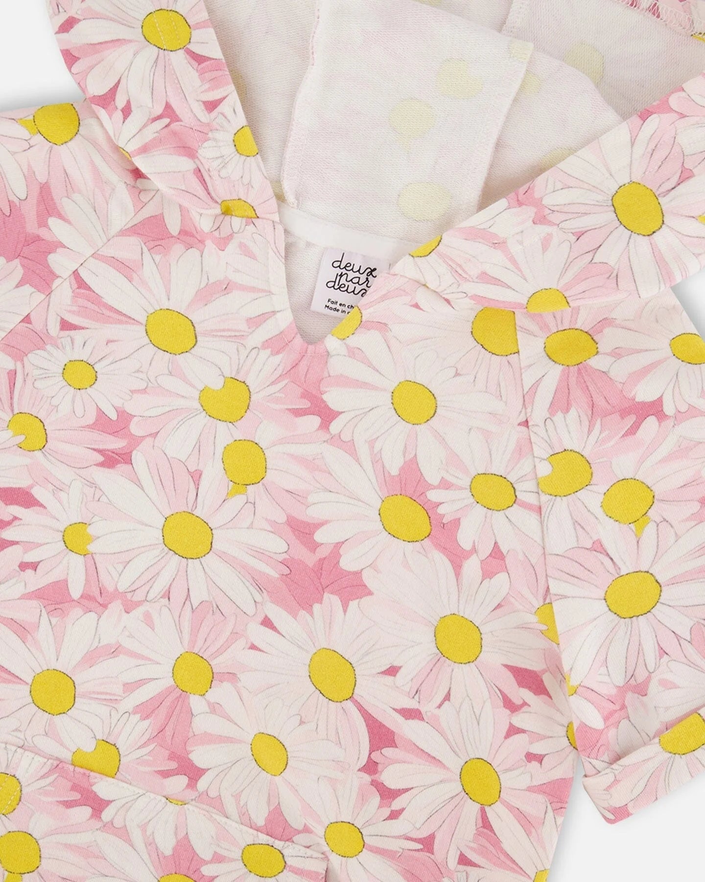Pink Daisy Print French Terry Hooded Dress
