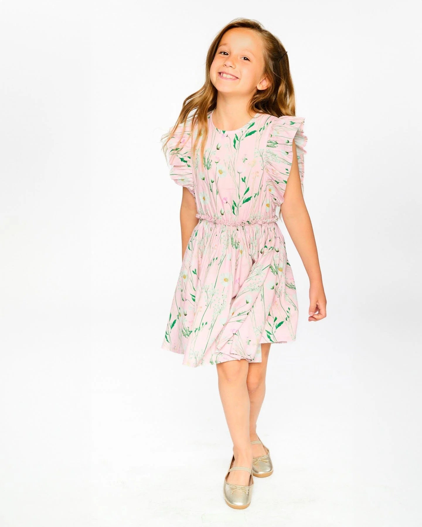 Pink Field Flowers Print Twirl Dress
