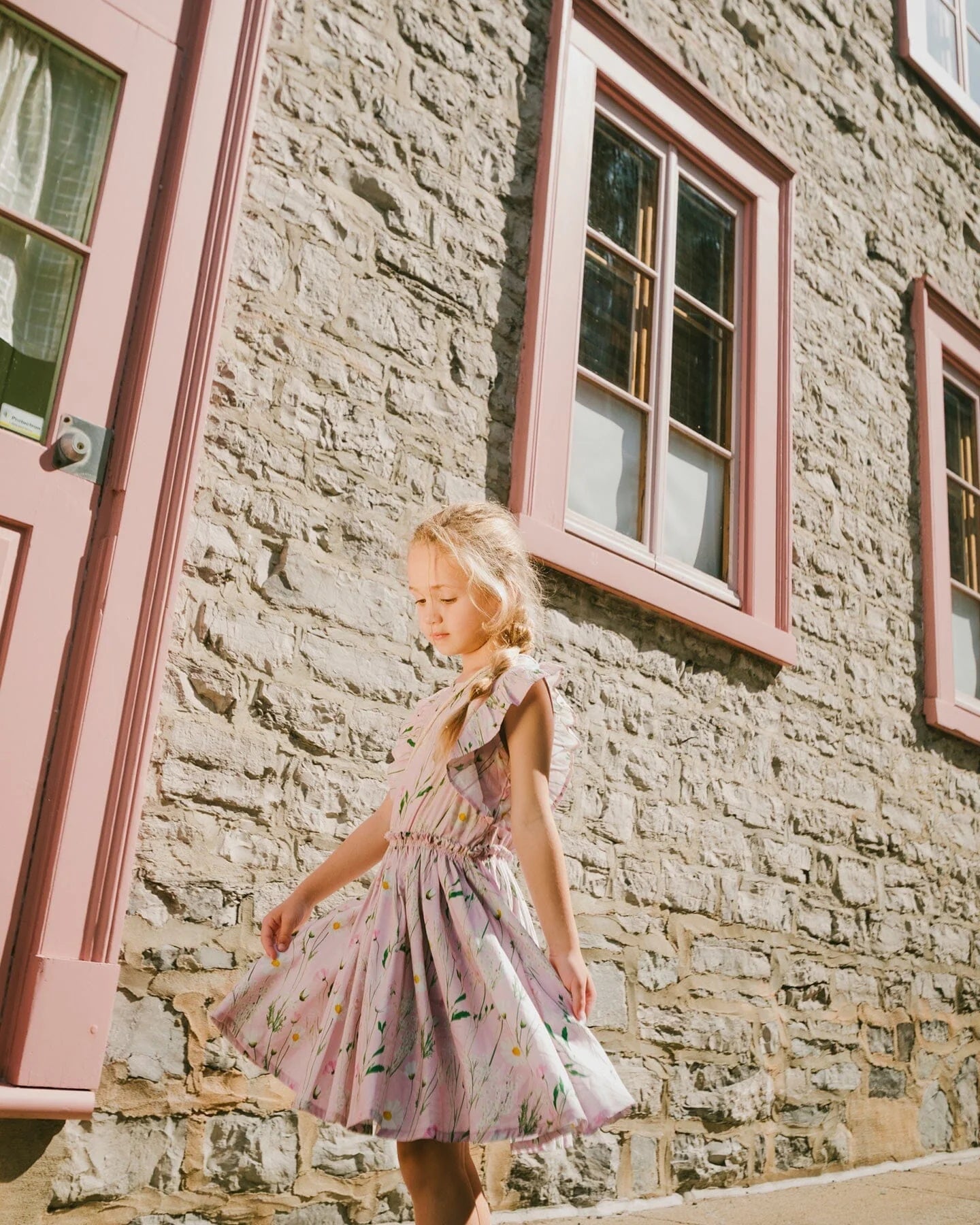 Pink Field Flowers Print Twirl Dress