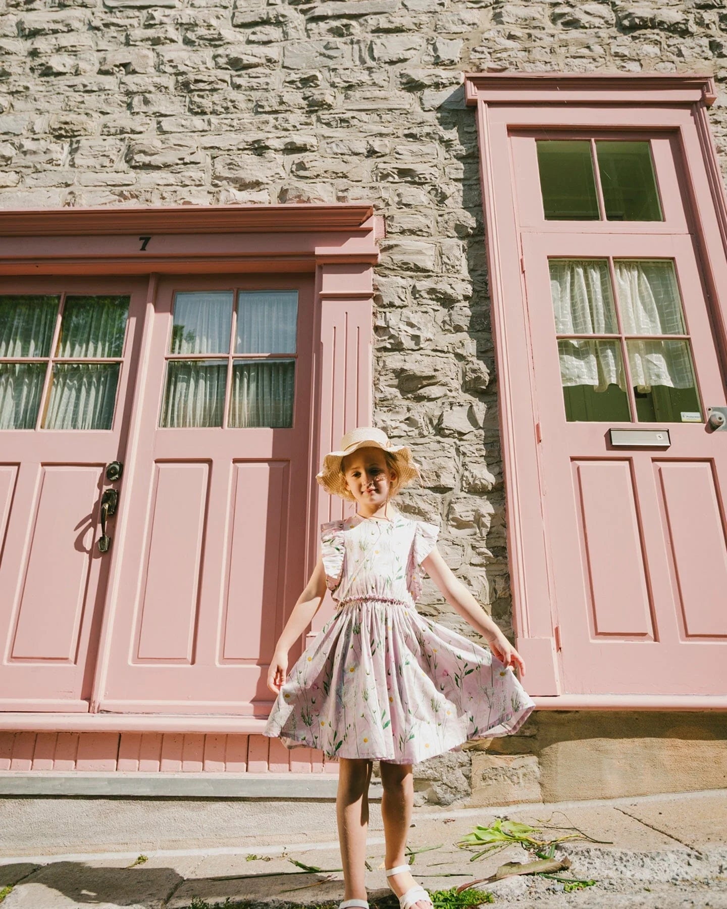 Pink Field Flowers Print Twirl Dress