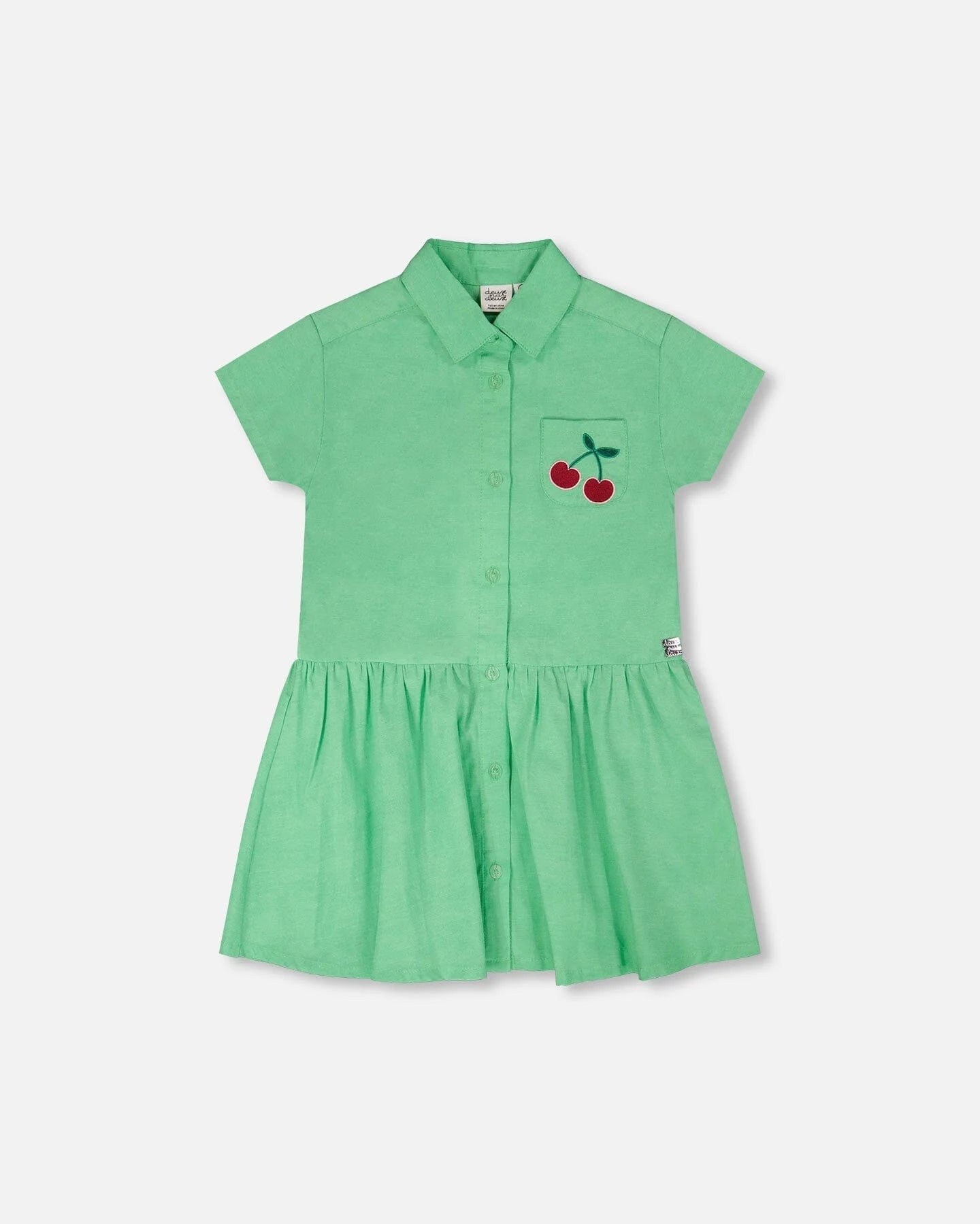 Golf Green Cherry Emb SS Collar Shirt Dress