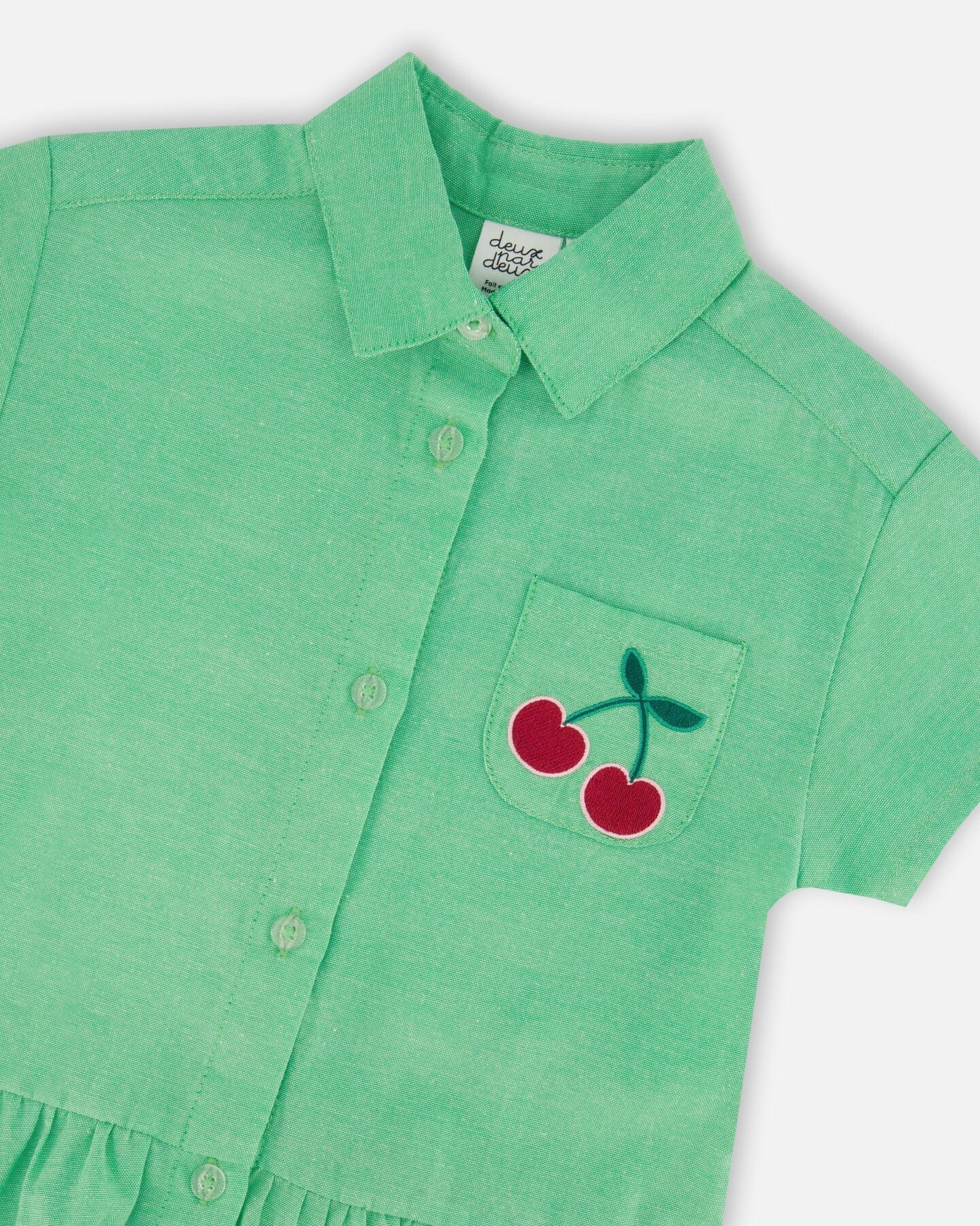 Golf Green Cherry Emb SS Collar Shirt Dress