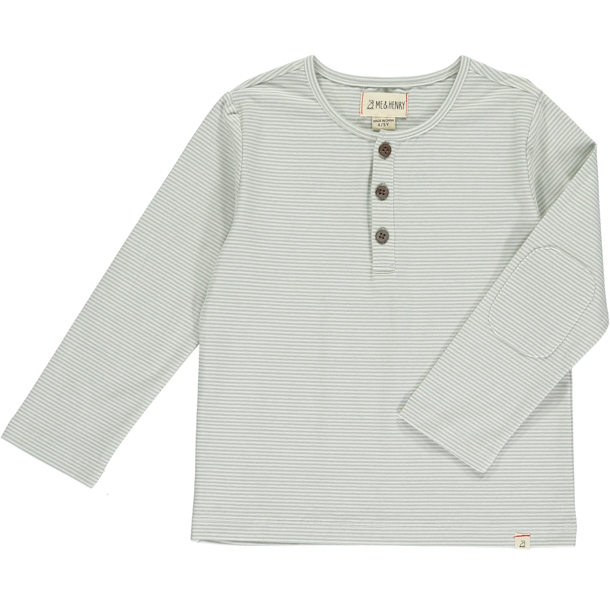 M&H Sage/White Stripe Button Front Henley Shirt