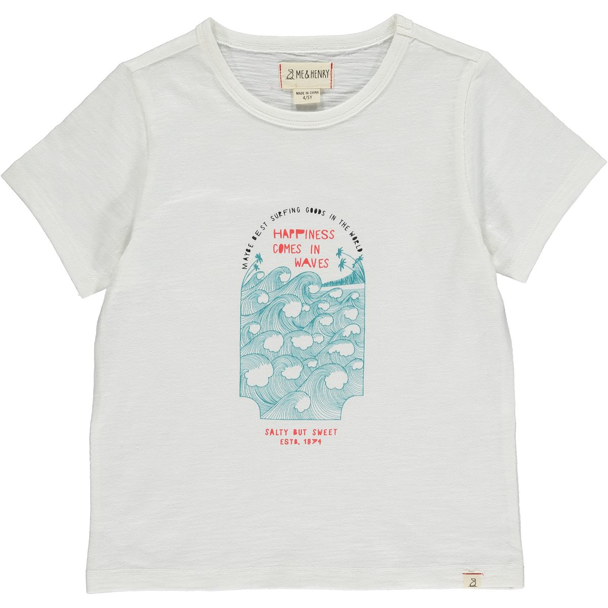 White Happiness Comes in Waves Tee
