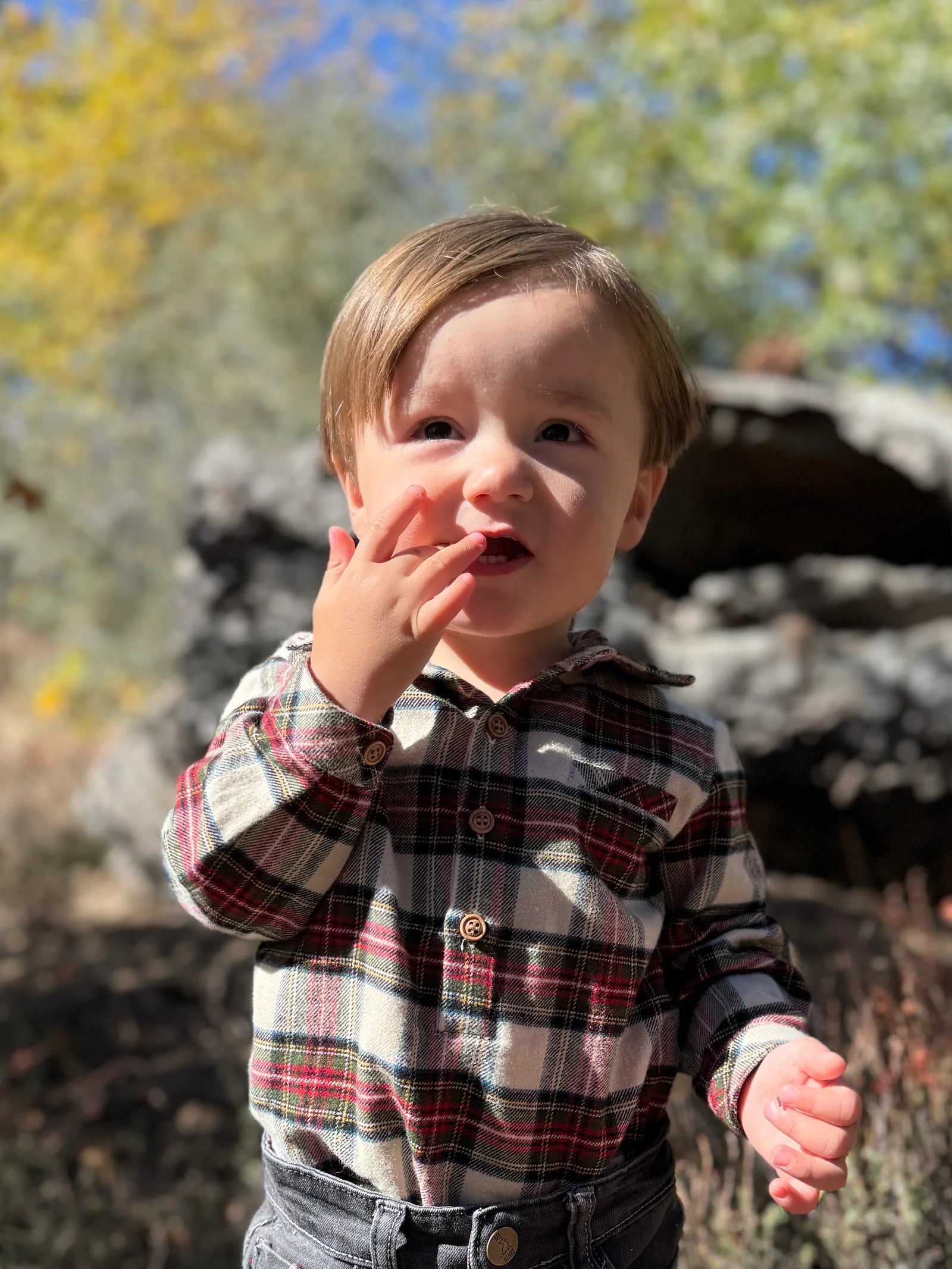 Jasper Plaid Woven Onesie