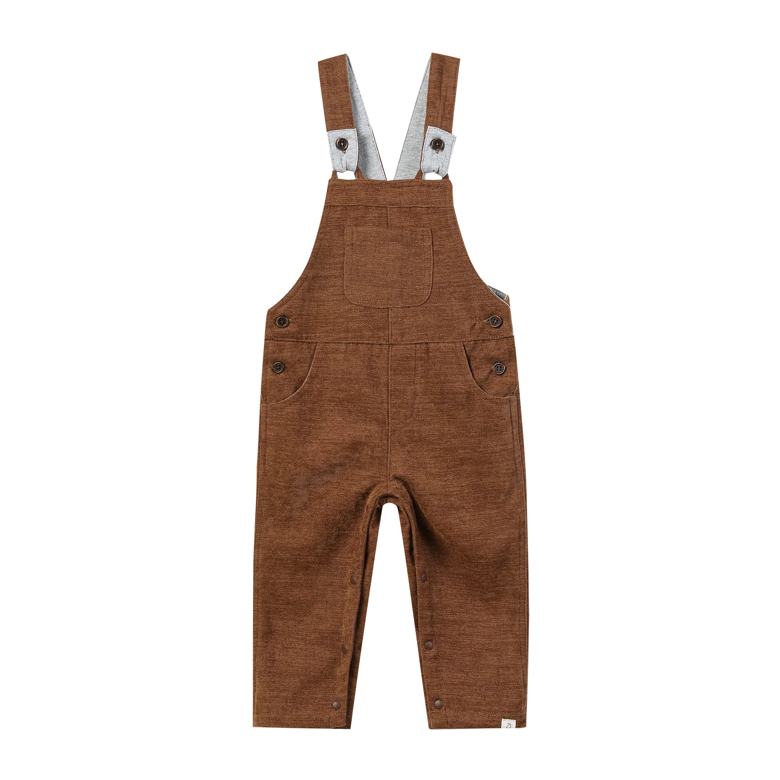 Brown Moleskin Woven Overalls