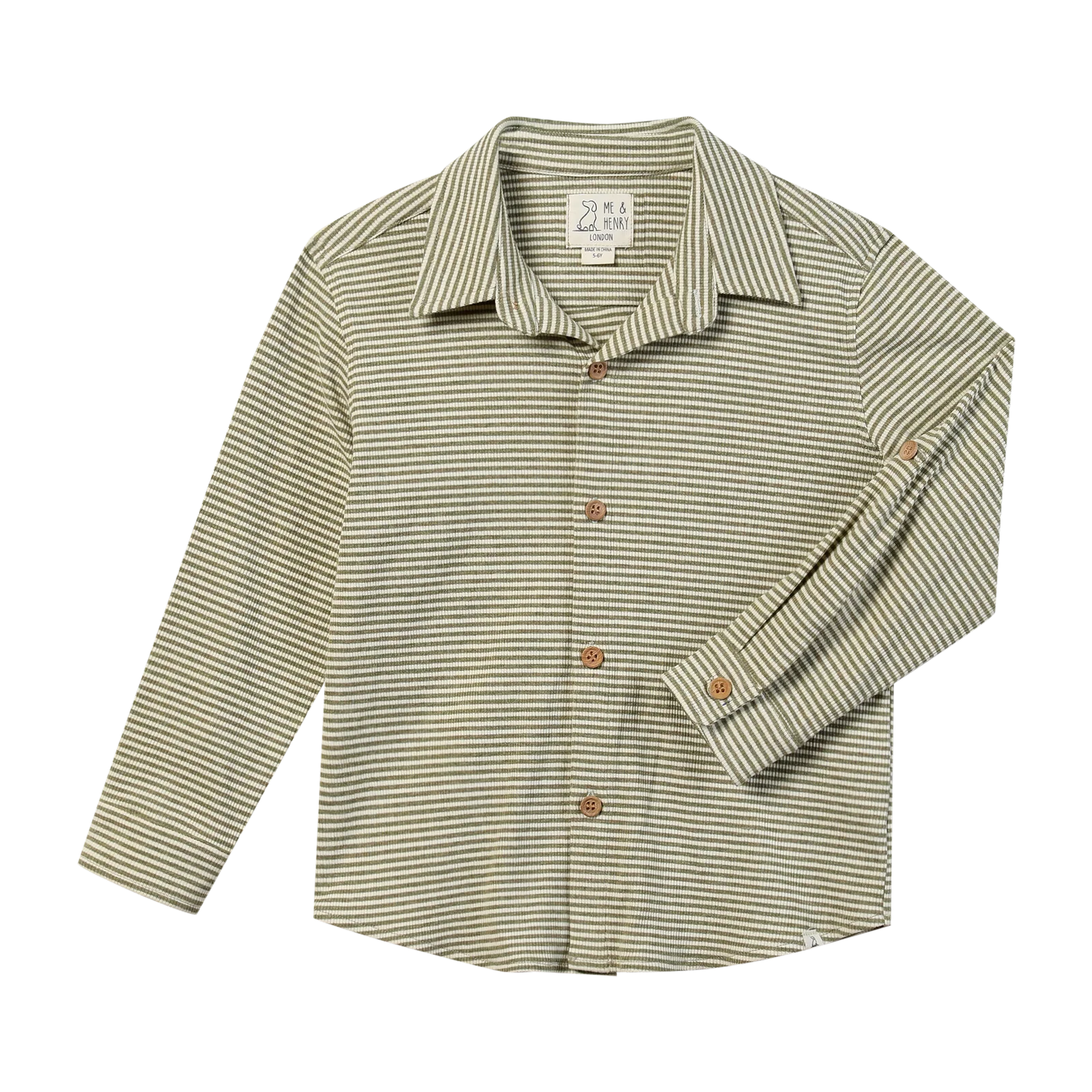 Sage and Cream Ribbed Stripe Jersey Shirt
