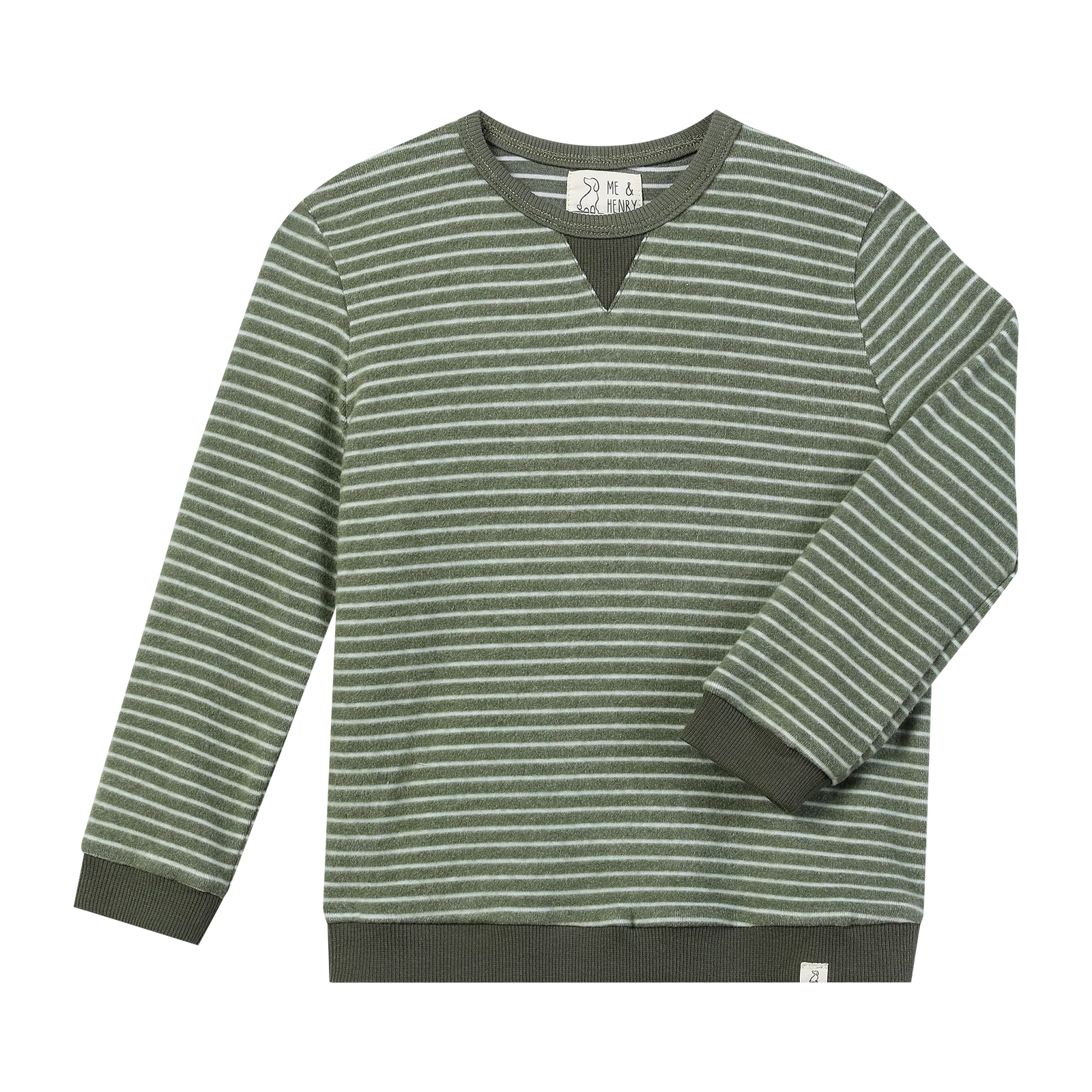 Tarquin Cream and Green Brushed Stripe Sweatshirt