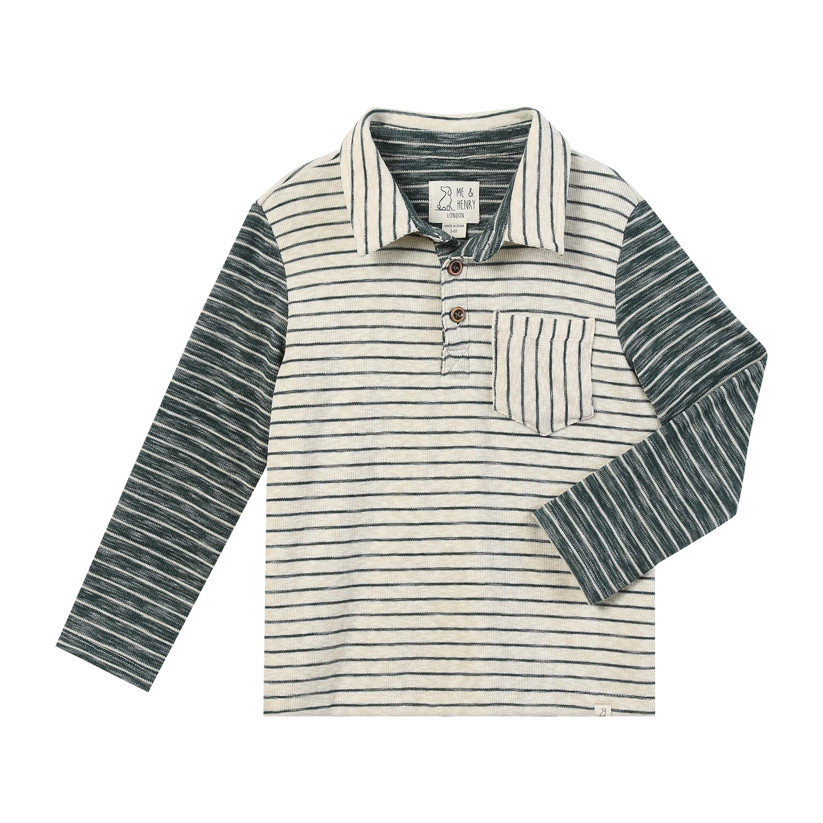 Troy Cream and Green Stripe Polo