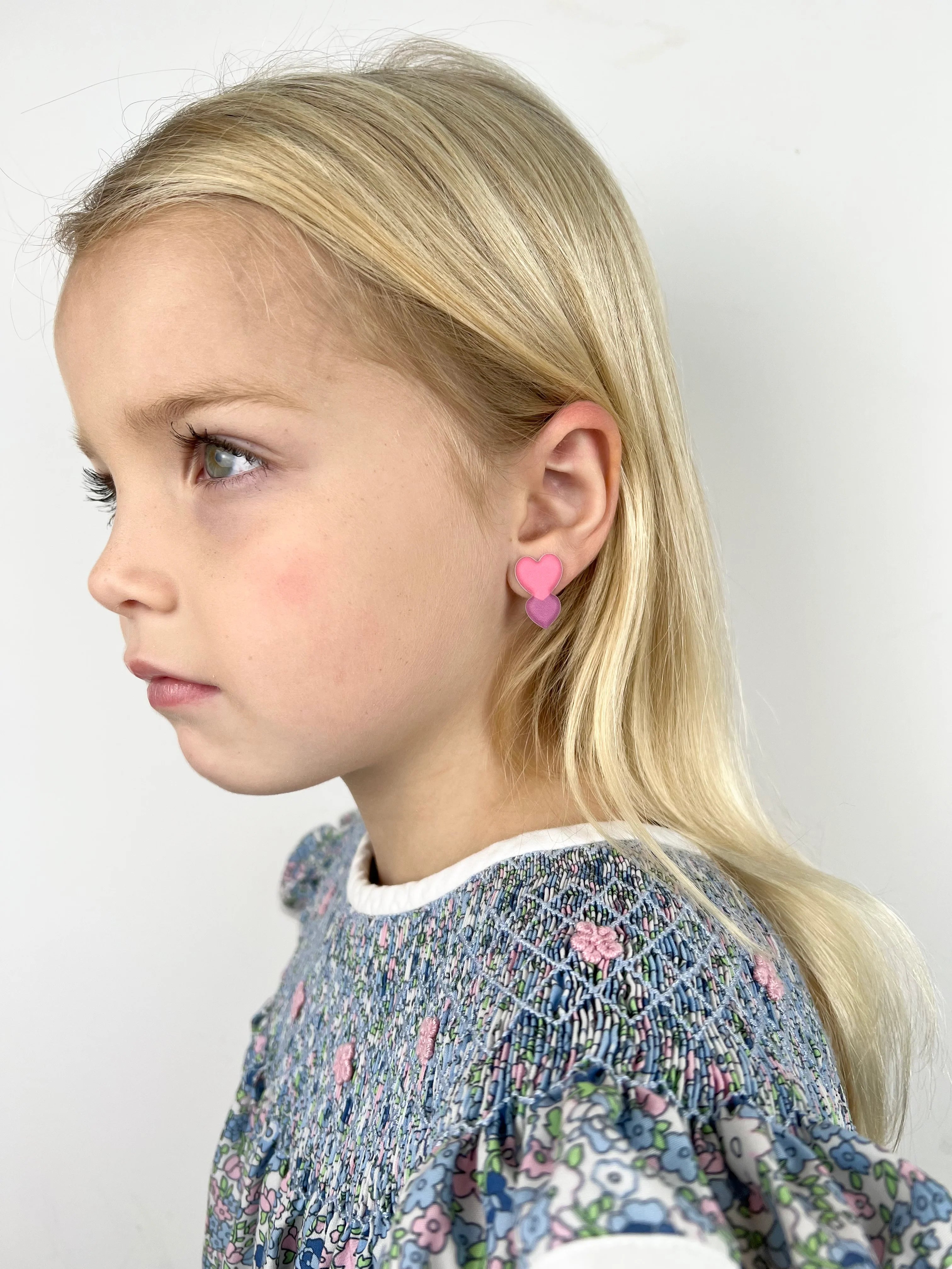 Glitter Drop Heart Stick-On Earrings