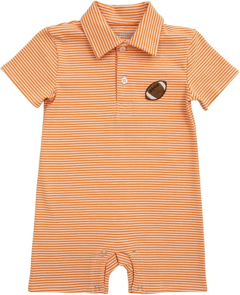 Burnt Orange Football Polo Romper