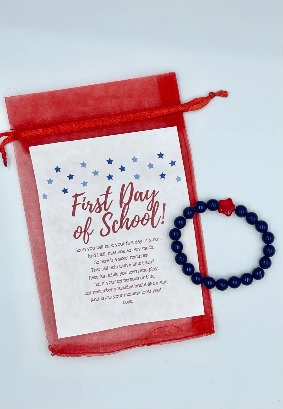 First Day of School Bracelet - Navy Red Star