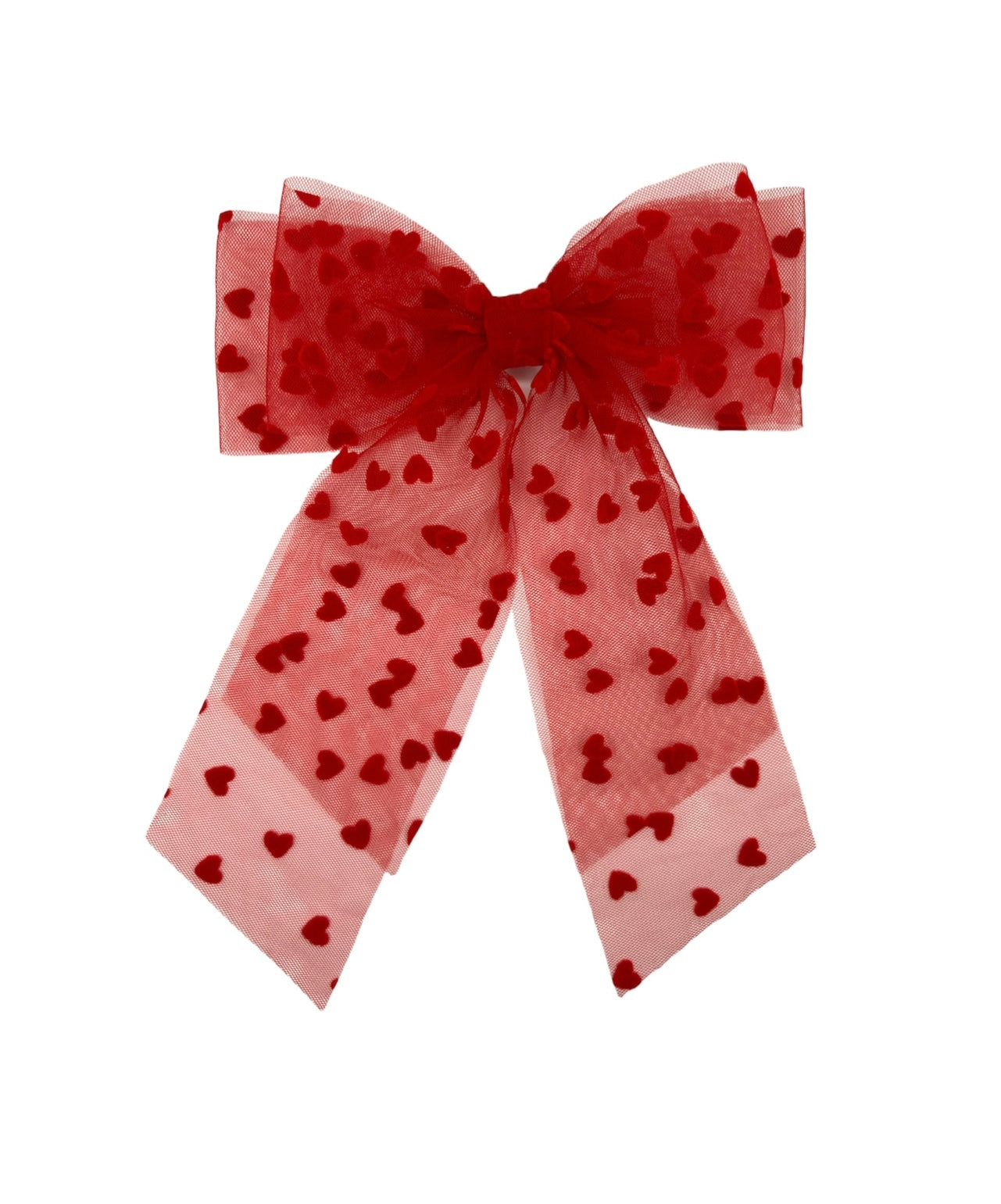 Red Romantic Tulle Heart Bow