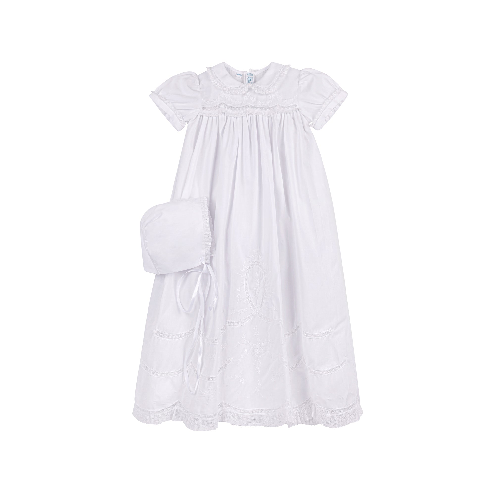 Feltman White Scalloped Lace Gown Set