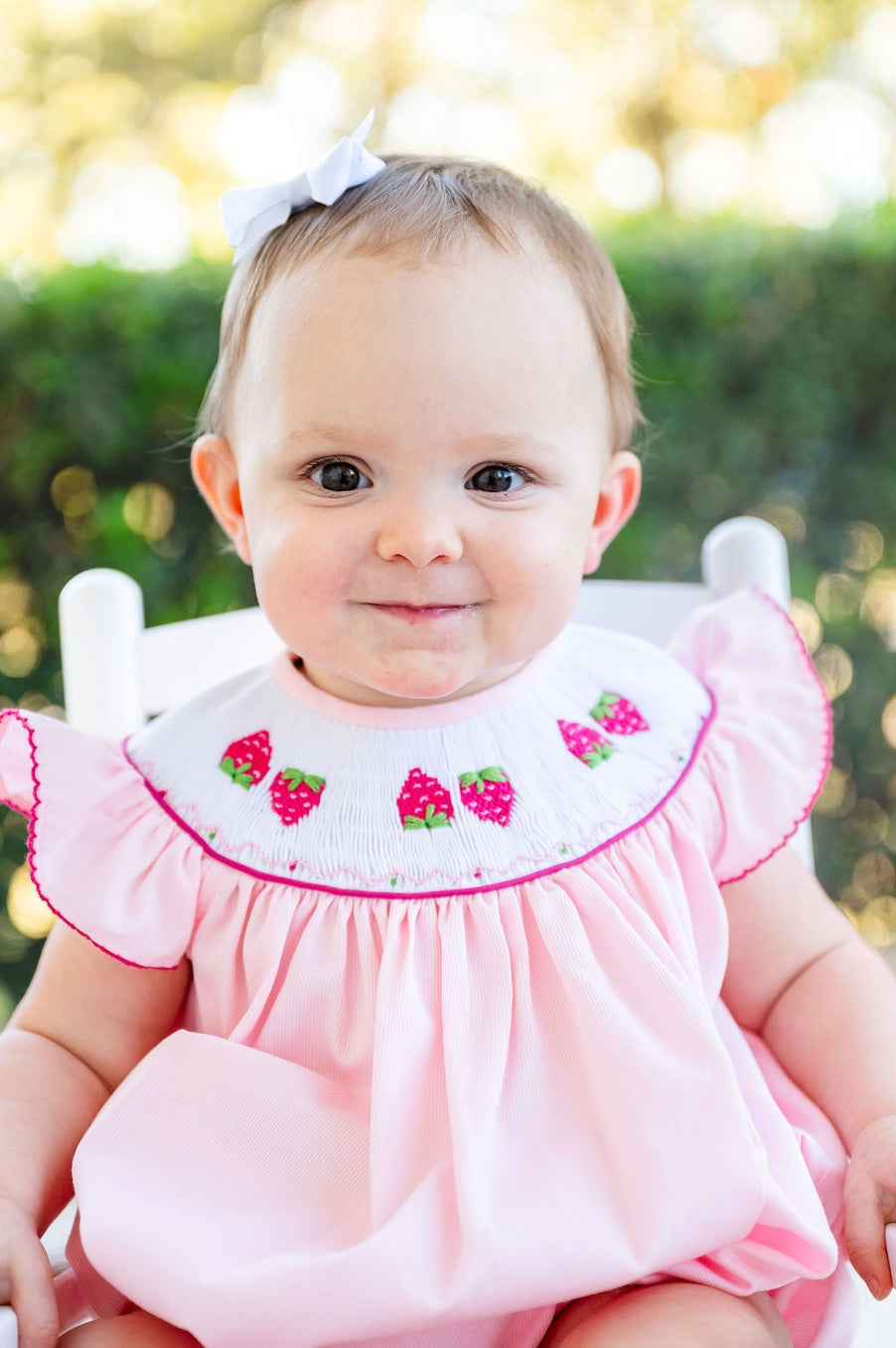 Strawberries Smocked Birdie Bubble