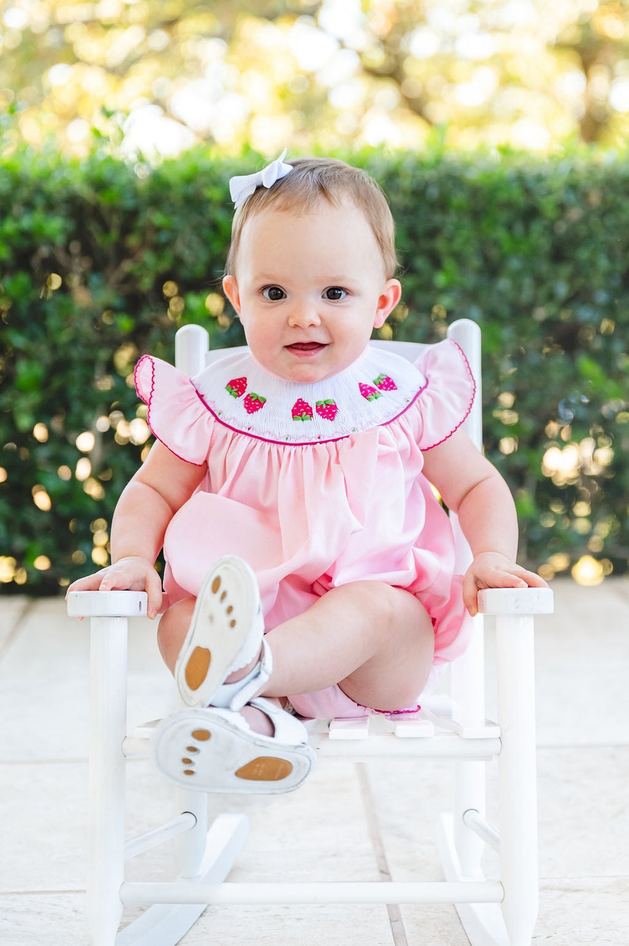 Strawberries Smocked Birdie Bubble
