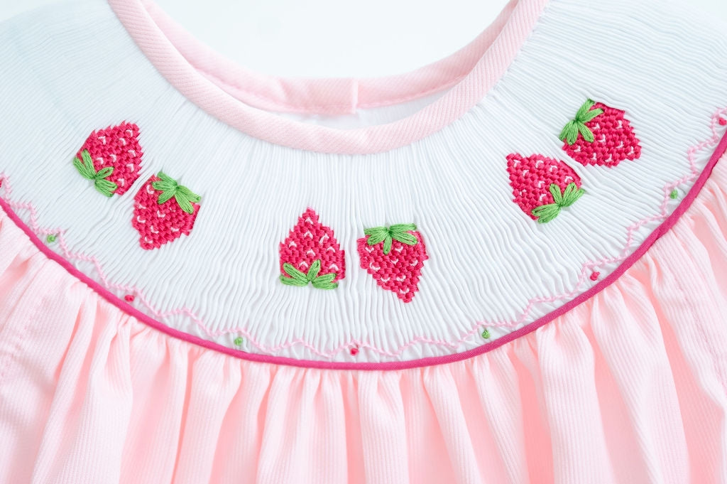 Strawberries Smocked Birdie Bubble